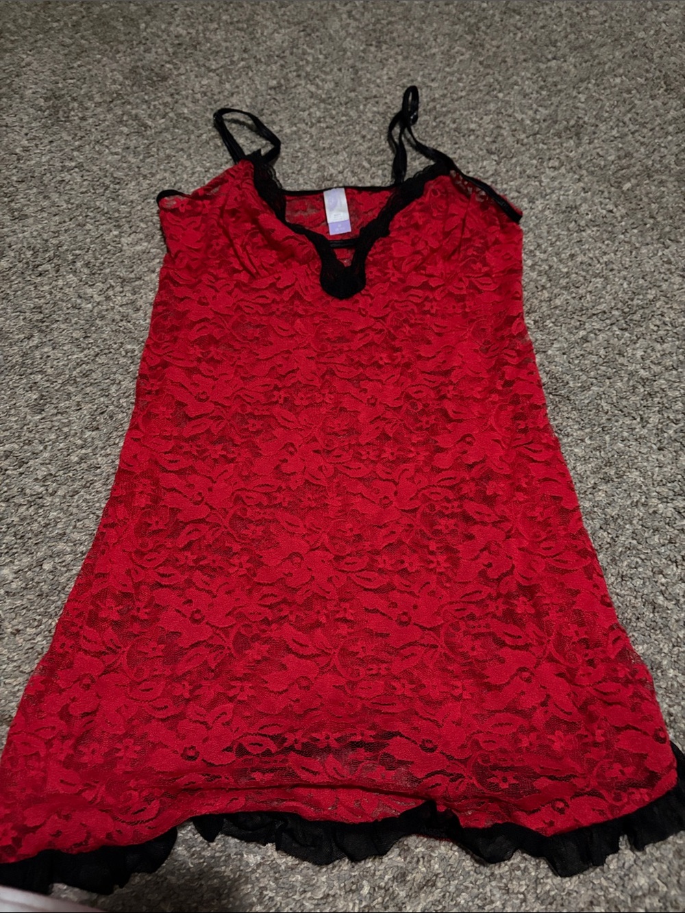 Secret Treasures Red Lace Slip with Black Trim